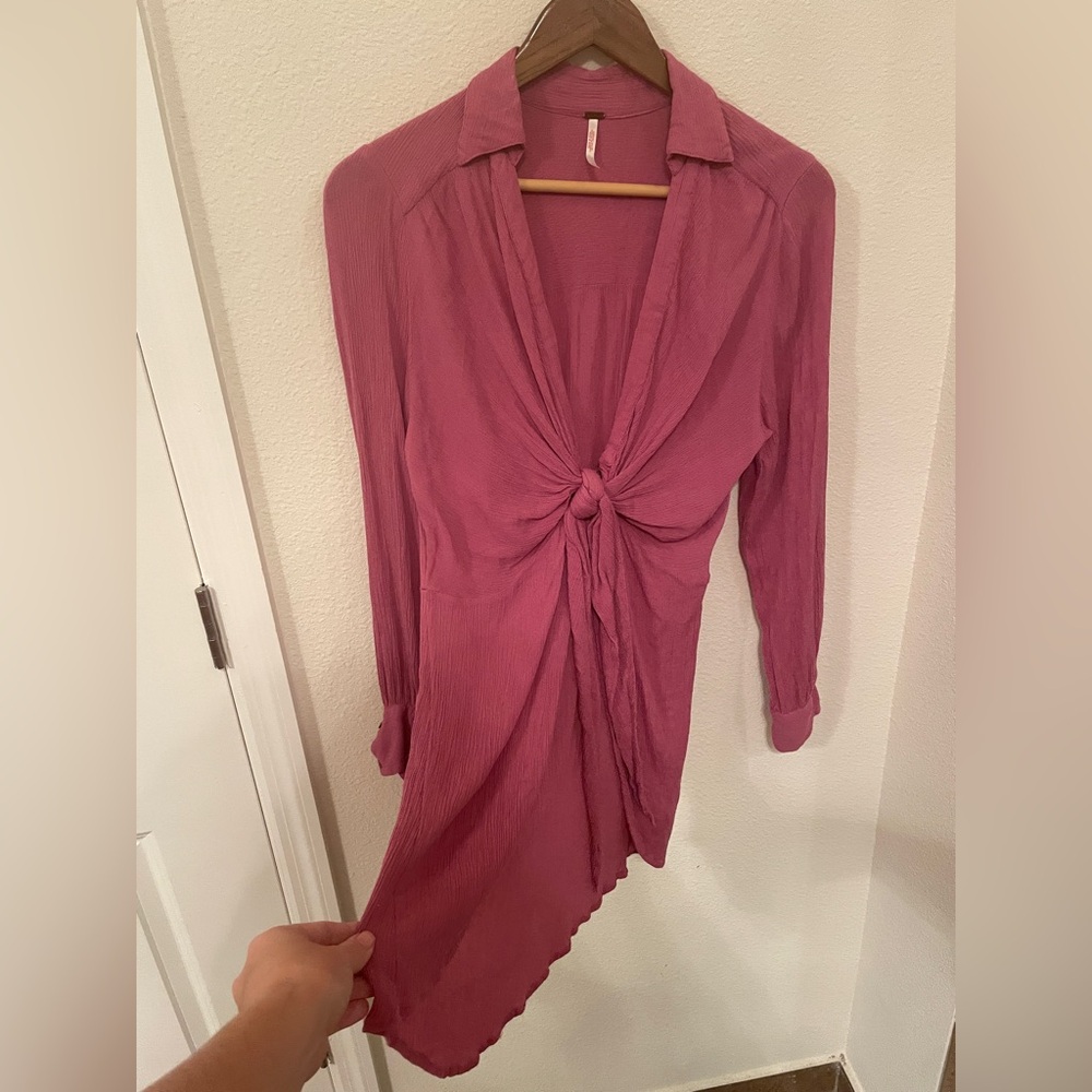 Free People Cover Up Worlds Apart Tunic Deep Plum, Beach Girly Coverup Vacation - Picture 4 of 8